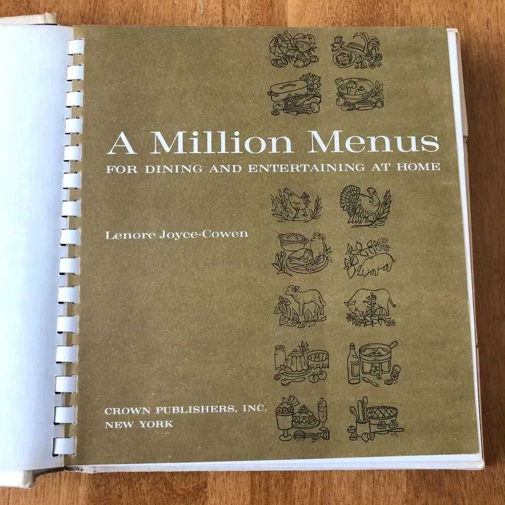 VINTAGE A Million Menus by Lenore Joyce-Cowen Spiral Bound Cookbook French 1965